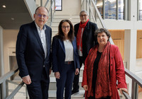 Der Geschäftsführende Bundesvorstand des DGB. Von links: Stefan Körzell,  Yasmin Fahimi (Vorsitzende), Elke Hannack (stellvertretende Vorsitzende)  und Anja Piel.